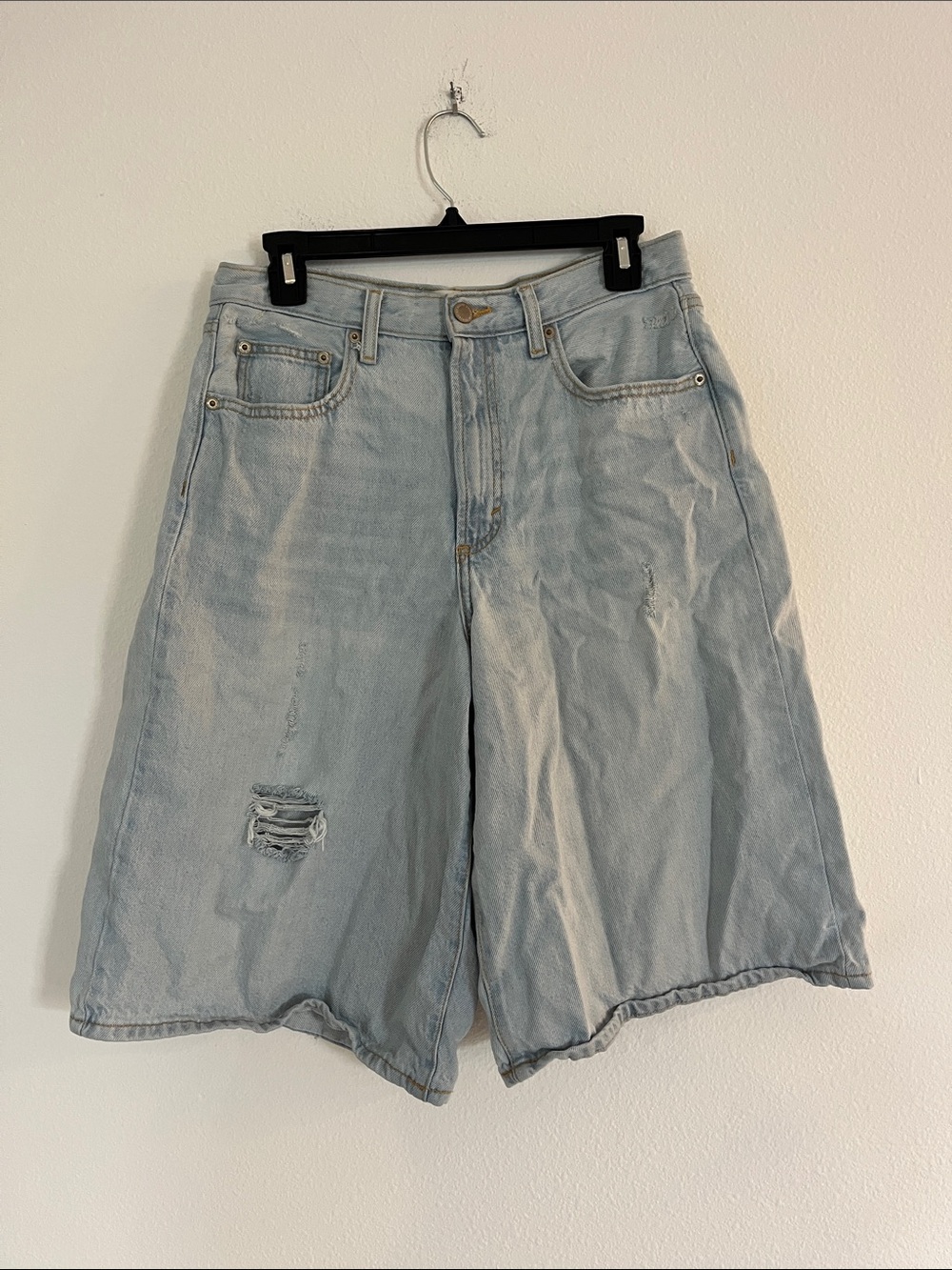 Universal Thread Light Wash High Rise Long Denim Bermuda Shorts
